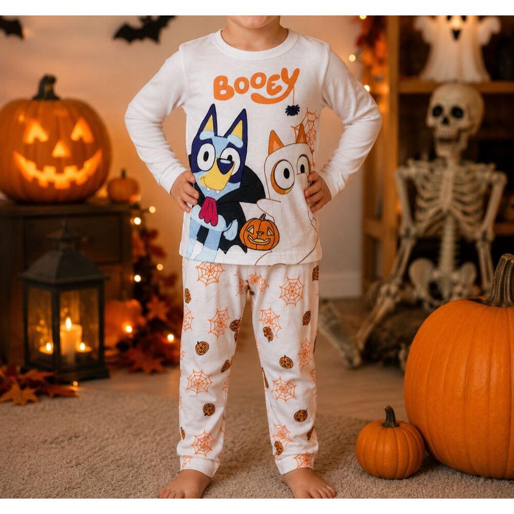 Bluey Halloween Pajama Set Size 5T BOOEY Ghost Pumpkin Kids Unisex NWT #X